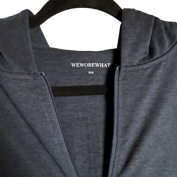 WeWoreWhat Fitted Zip-Up Hoodie Heather Navy Size M NWT - Picture 4 of 9